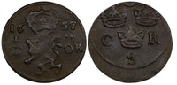 SWEDEN Charles X Gustav Copper 1657 1/4 Ore C.R.S SCARCE KM# 211 (20 998)