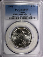 FRANCE Nickel 1971 5 Franc Pieforts PCGS SP69 Specimen TOP GRADED KM# P430 (93)