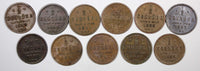 Russia Nicholas II LOT OF 11 COINS Copper 1898-1912 1/2 Kopek Y# 48.1 (20 889)