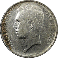 Belgium Albert I Silver 1913 1 Franc Dutch 23 mm High Grade KM# 73.1 (22 218)