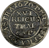 Germany States SCHLESWIG-HOLSTEIN-GOTTORP  Silver 1670 1/16 Thaler KM# 113 (34)
