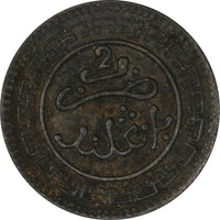 Morocco Abd al-Aziz Bronze 1320 (1903) Bi	2 Mazunas ch.XF Y# 15.1 (19 679)
