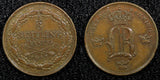 SWEDEN Oscar I Copper 1844 1/6 Skilling 1st Year Type XF KM# 656 (544)