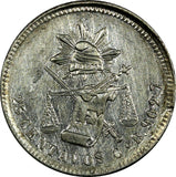 MEXICO Silver 1888 Go S 25 Centavos Guanajuato Mint-304,000 aUnc KM#406.5 (068)