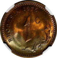 Rhodesia Bronze 1976 1 Cent NGC MS65 RB NICE TONING KM# 10 (007)