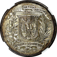 Dominican Republic Silver 1939 Peso Mintage-15,000 NGC AU53 SCARCE KM# 22 (014)