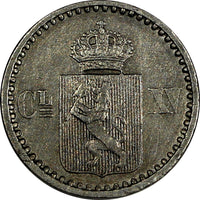 Norway Carl XV Silver 1871 2 Skilling with rosettes XF  KM# 336.1 (20 701)