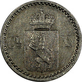 Norway Carl XV Silver 1871 2 Skilling with rosettes XF  KM# 336.1 (20 701)