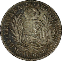 Peru Silver 1856/5 MB 1 Real ch VF Last Year Type Lima Mint KM# 145.4 (18 682)