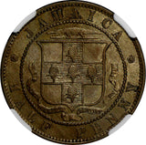 Jamaica Victoria 1897 1/2 Penny NGC AU58 Mintage-120,000 Toned KM# 16