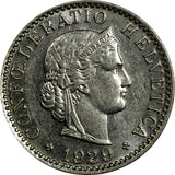 Switzerland 1929 B 20 Rappen UNC Condition CONFOEDERATIO HELVETICA KM# 29 (651)
