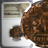 EASTERN ROMAN Theodosius I,AD 379-395 AE2 / Emperor Victory on globe NGC (325)