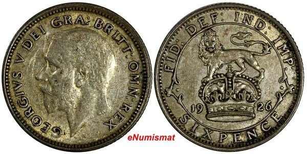 Great Britain George V (1910-1936) Silver 1926 6 Pence KM# 828 (15 384)