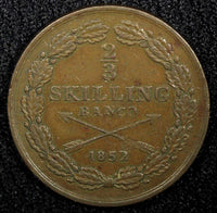 SWEDEN Oscar I Copper 1852 2/3  Skilling KM# 663 (22 552)