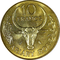 Madagascar Aluminium-Bronze 1972 10 Francs UNC KM# 11 RANDOM PICK (1 Coin) (161)