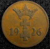 DANZIG Bronze 1926 1  Pfennig KM# 140 (22 989)