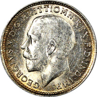 GREAT BRITAIN George V Silver 1920 3 Pence MAUNDY UNC Toned KM# 813 (20 102)