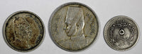 EGYPT Lot of 3 Coins 1908,1923 H,1938 10 Milliemes,2 Piastres ,2/10 Qirsh (430)