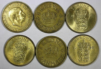 DENMARK LOT OF 6 COINS 1926-1958 1 KRONE KM# 837.2 ;KM# 824.1 ;835 ;824.2 (090)