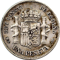 Spain Alfonso XII Silver 1883 (83) MS-M  Peseta SCARCE KM# 686 (9019)