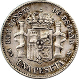 Spain Alfonso XII Silver 1883 (83) MS-M  Peseta SCARCE KM# 686 (9019)