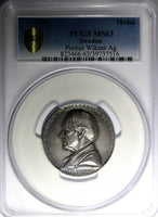 SWEDEN SILVER MEDAL 1938 Pontus Wikner(1837-1888) by Erik Lindberg PCGS MS63(6)