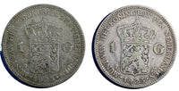 Netherlands Wilhelmina I Silver LOT OF 2 COINS 1923 1 Gulden 28mm KM# 161.1