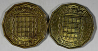 Great Britain Elizabeth II LOT OF 2 COINS 1965 3 Pence KM# 900 (20 273)