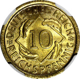 Germany 1925 D 10 Reichspfennig NGC MS65 ONLY 1 GRADED HIGHEST KM# 40 (50)