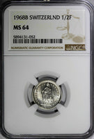 Switzerland 1968 B 1/2 Franc NGC MS64 1st Year Type KM# 23a.1 (052)