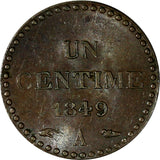 France Bronze 1849 A 1 Centime PARIS UNC KM# 754