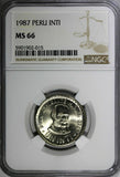 Peru 1987 LIMA 1 Inti NGC MS66 Admiral Grau TOP GRADED BY NGC KM# 296 (015)