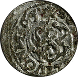 Riga CARL XI of Sweden (1660-1697)Silver 1663 Solidus,Schilling XF KM#55 (15058)