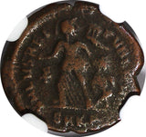 EASTERN ROMAN Theodosius I,AD 379-395 AE4 NUMMUS /Christian VICTORY ANGEL NGC(9)