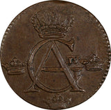 SWEDEN Copper King Gustav IV Adolf 1808 1/4 Skilling ch.XF KM# 564 (19 460)