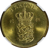 DENMARK Frederik IX 1958 C S 1 Krone NGC MS65 GEM BU COIN   KM# 837.2 N/R