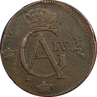 Sweden Gustaf IV Adolf 1802 1 Skilling Overstruck 2 Ore SM (1740-68) KM566 (122)