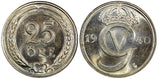 Sweden Gustaf V Nickel-Bronze 1940 G 25 Öre GEM BU  KM# 798 (22 033)