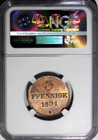 Germany SAXONY-ALBERTINE 1831-S 3 Pfennig NGC MS64 RB TOP GRADED KM# 1100 (060)