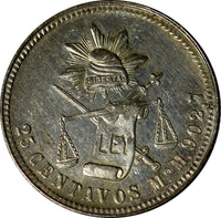 Mexico SECOND REPUBLIC Silver 1888 Mo M 25 Centavos Mintage-192,000 KM# 406.7