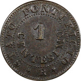 Italian States PAPAL STATES  Pius IX Copper 1867 R 1 Centesimo UNC KM# 1370 (60)