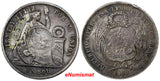 Guatemala Silver 1865 1 Peso KM224 Counterstamp Peru 1 Sol Num"9583" SCARCE (50)