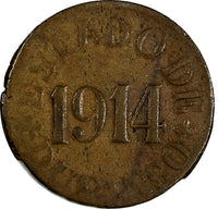 Mexico-Revolutionary DURANGO Copper 1914 1 Centavo 20 mm VF KM# 625 (17 612)