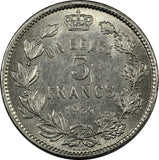 Belgium 1934 5 Francs UN BELGA KEY LAST DATE FOR TYPE  SCARCE KM# 97.1(10 029)