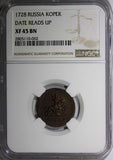 Russia PETER II  1728 1 Kopek NGC XF45 BN MOSCOW St. George RARE KM# 185.2 (002)