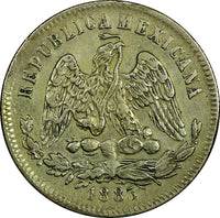 MEXICO Silver 1885 ZS S 25 Centavos Zacatecas Mint-309,000 SCARCE KM#406.9 (109)