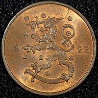 FINLAND Copper 1923 1 Penni UNC KM# 23 (23 998)