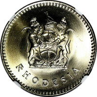 RHODESIA ((Zimbabwe) 1975  25 Cents NGC MS65 GEM BU 32.2 mm KM# 16