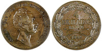 Sweden Oscar I Copper 1849 4 Skilling Banco 37.2 mm 1st Year Type KM# 672 (679)