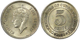 Malaya Copper-Nickel King George VI 1950 5 Cents Last Year UNC KM# 7 (21 041)